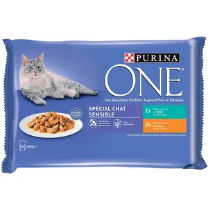 Comparateur de prix : Purina One - Croquettes Spéciales Chats Sensibles - Pour Les Chats - 4x85g