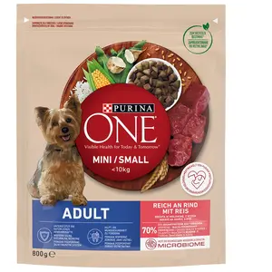 Comparateur de prix : Purina - One Mini Adult Boeuf, Riz - Nourriture sèche pour chiens - 800 g