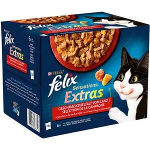 24x85g Felix Sensations Extra sélection de la campagne - Pâtée pour ch... pas cher