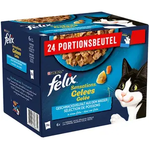 24x85g sélection de poisson en gelée Sensations Felix Sachets fraîcheur pour chat : 15 % de remise ! pas cher