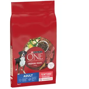 Comparateur de prix : 7kg PURINA ONE Medium/Maxi Adult boeuf, riz - Croquettes pour chien