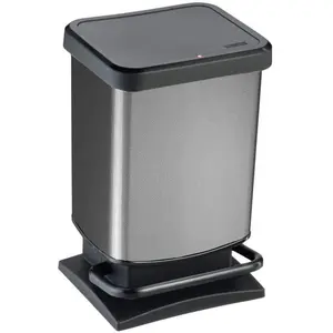 ROTHO Poubelle Paso ronde - 20 L - Effet carbone pas cher
