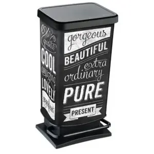 SUNDIS Poubelle de cuisine paso 40 l - décor hipster - ouverture pédale