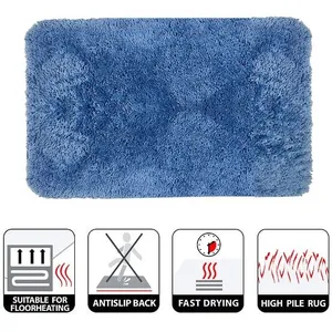 Collection Spirella Highland, Tapis de bain, 100% Polyester et microfibre, Bleu pas cher