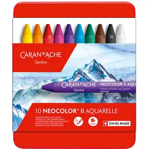 Boîte métal de 10 pastels à la cire aquarellables NEOCOLOR® II - Caran d'Ache