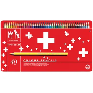 Comparateur de prix : Caran d'Ache Crayons de couleur Swisscolor, étui métal de 40