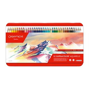 Caran D'ache Boîte métal de 80 crayons de couleurs SUPRACOLOR Soft Aquarelle - pas cher