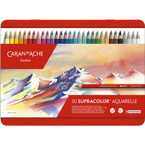 Comparateur de prix : Caran d'Ache Boîte métal de 30 crayons de couleurs SUPRACOLOR Soft Aquarelle -