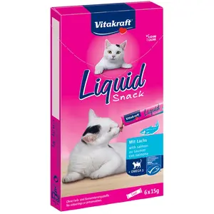 Comparateur de prix : 6x15g Vitakraft Friandises liquides saumon, oméga 3 - Friandises pour chat