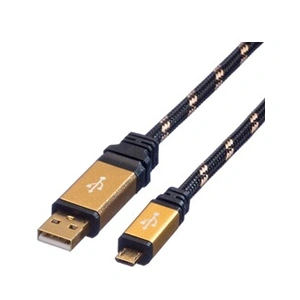 ROLINE GOLD câble USB 2.0 - Type AB mâle - Câble Micro USB - Câble de recharge pour Smartphone et Tablette - 0.8m pas cher