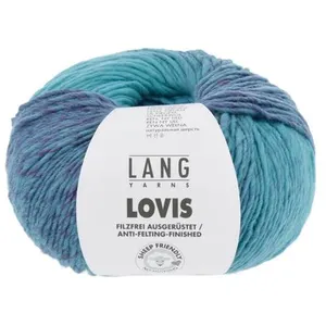Pelote à tricoter 100% Laine Vierge LOVIS - Lang Yarns 0007 Bleu - 000... pas cher