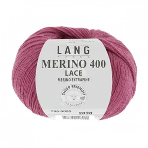 Pelote de Laine à tricoter MERINO 400 LACE - 25GR - Lang Yarns 85 Rose...