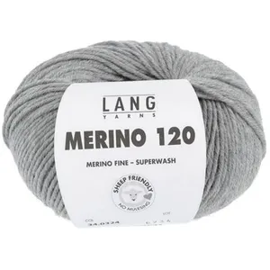 Pelote de laine à tricoter MERINO 120 - Lang Yarns(...) - Gris (324) pas cher