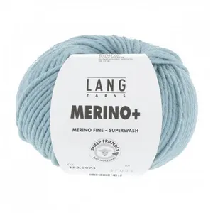 Pelote de Laine à tricoter MERINO + (PLUS) - Lang Yarns Bleu (074) - B...