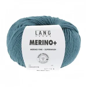 Pelote de Laine à tricoter MERINO + (PLUS) - Lang Yarns(...) - Bleu (174)