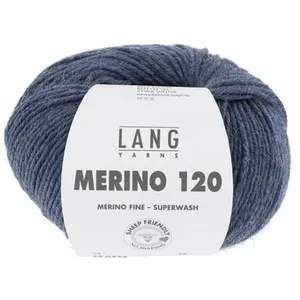 Pelote de laine à tricoter MERINO 120 - Lang Yarns(...) - Bleu (234) pas cher