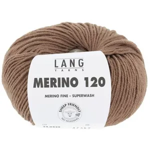 Pelote de laine à tricoter MERINO 120 - Lang Yarns Marron (439) - Marr... pas cher