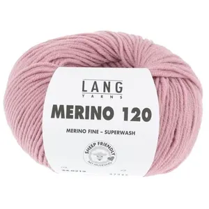 Pelote de laine à tricoter MERINO 120 - Lang Yarns Rose (219) - Rose (... pas cher