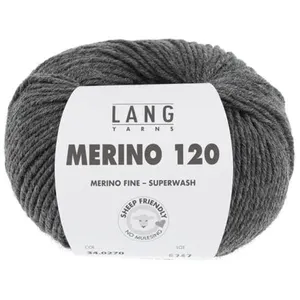 Pelote de laine à tricoter MERINO 120 - Lang Yarns Gris (270) - Gris (... pas cher