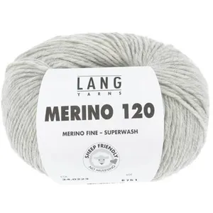 Pelote de laine à tricoter MERINO 120 - Lang Yarns Gris (223) - Gris (... pas cher