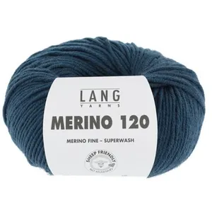 Pelote de laine à tricoter MERINO 120 - Lang Yarns Bleu (133) - Bleu (... pas cher