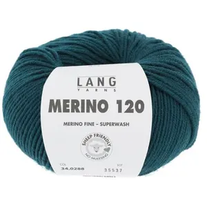 Pelote de laine à tricoter MERINO 120 - Lang Yarns(...) - Bleu (288) pas cher
