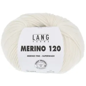 Pelote de laine à tricoter MERINO 120 - Lang Yarns Ecru (002) - Ecru (... pas cher