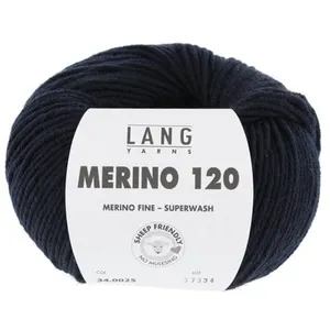Pelote de laine à tricoter MERINO 120 - Lang Yarns Bleu (025) - Bleu (... pas cher