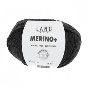 Pelote de Laine à tricoter MERINO + (PLUS) - Lang Yarns Noir (105) - N...