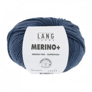 Pelote de Laine à tricoter MERINO + (PLUS) - Lang Yarns Bleu (034) - B... pas cher