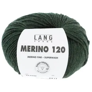Pelote de laine à tricoter MERINO 120 - Lang Yarns Vert (398) - Vert (... pas cher
