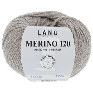 Pelote de laine à tricoter MERINO 120 - Lang Yarns Marron (52 - BRUN C... pas cher