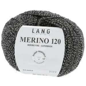 Pelote de laine à tricoter MERINO 120 - Lang Yarns(...) - Gris (055)