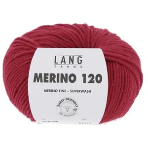 Pelote de laine à tricoter MERINO 120 - Lang Yarns(...) - Rouge (160) pas cher