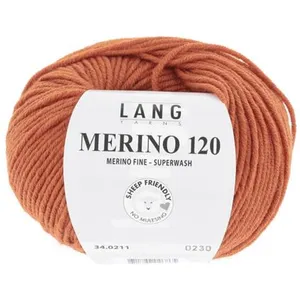 Pelote de laine à tricoter MERINO 120 - Lang Yarns Orange (211) - Oran... pas cher
