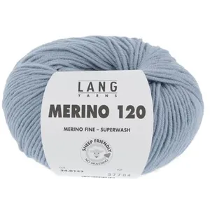 Pelote de laine à tricoter MERINO 120 - Lang Yarns Bleu (123) - Bleu (... pas cher