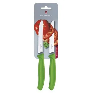 Comparateur de prix : Victorinox Lot De 2 Couteaux De Table Ou à Tomate 10 Cm Vert - Swissclassic