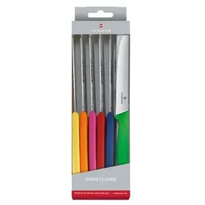 Coffret de 6 Couteaux de table VICTORINOX - Dentelés - Coloris assortis