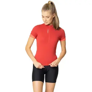 Odlo Maillot semi-zippé Essentials pour femme, M, rouge pas cher