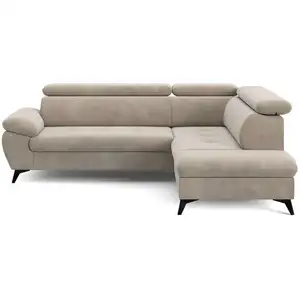 Canapé d'angle beige convertible 4 pl ANNA pas cher