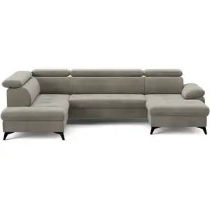 Canapé d'angle gris convertible 5 pl ANNA pas cher