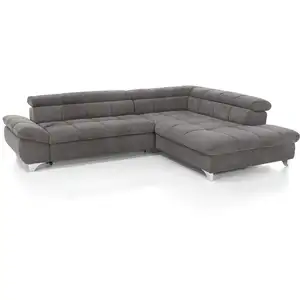 Conforama Canapé d'angle droit convertible 4 places en tissu TWIN coloris gris pas cher