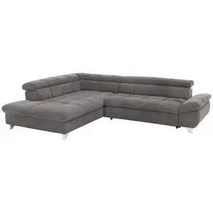 Canapé d'angle gauche convertible 4 places en tissu TWIN coloris gris pas cher