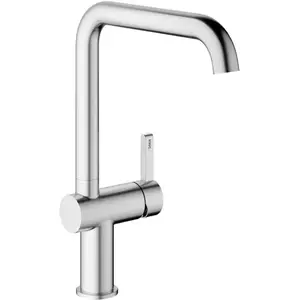 Mitigeur d'évier KWC Bevo e Bec orientable Saillie 220 mm poignée latérale inox brossé pas cher