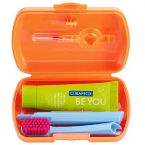 Curaprox Travel Set Kit de voyage dents, langue et gencives Orange pas cher