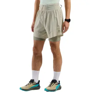 Comparateur de prix : Odlo Short de trail running 2 en 1 6 inch X-Alp 2.0 pour homme, XL, beige