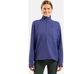 Odlo Pull de running semi-zippé Essentials Thermal pour femme, XL, nav... pas cher
