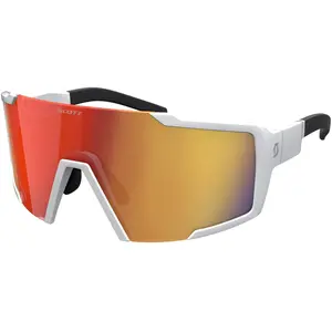Lunettes Scott Shield blanches avec verres à effet miroir Red Chrome pas cher