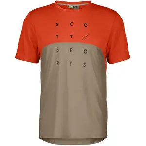 Scott Trail Flow DRI SS Tee - T-shirt homme Mars Red / Toast Beige M pas cher