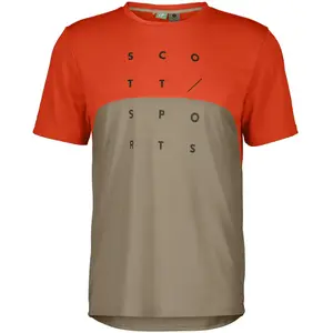 Scott Trail Flow DRI SS Tee - T-shirt homme Mars Red / Toast Beige XL pas cher